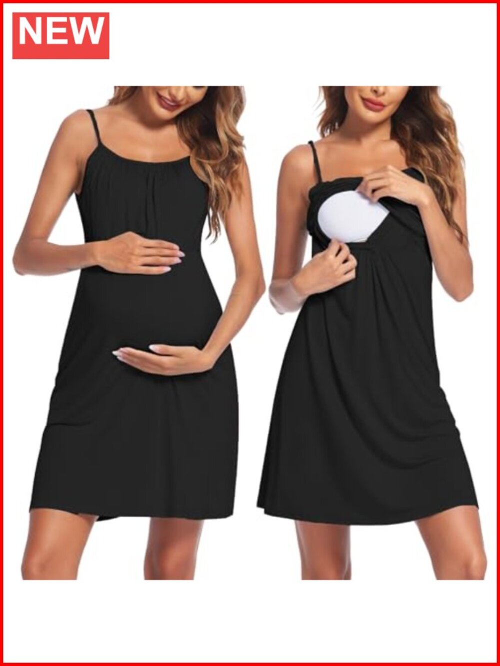 Nursing Nightgown Maternity Sleep Dress Breastfeeding Sleeveless Spaghetti Strap